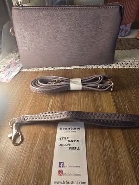 Purple Brentano Vegan Leather Crossbody Wristlet Wallet Bag